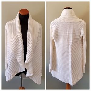 LiliBleu M White Reverse Weave Warm Knit Cottagecore Contemporary Cardigan